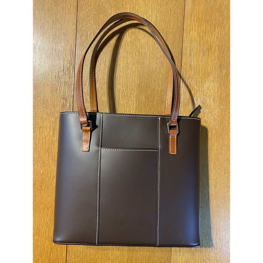 Dooney & Bourke Small Lexington Tote Brown Smooth Leather Bag Red Lining NWOT - Picture 4 of 16